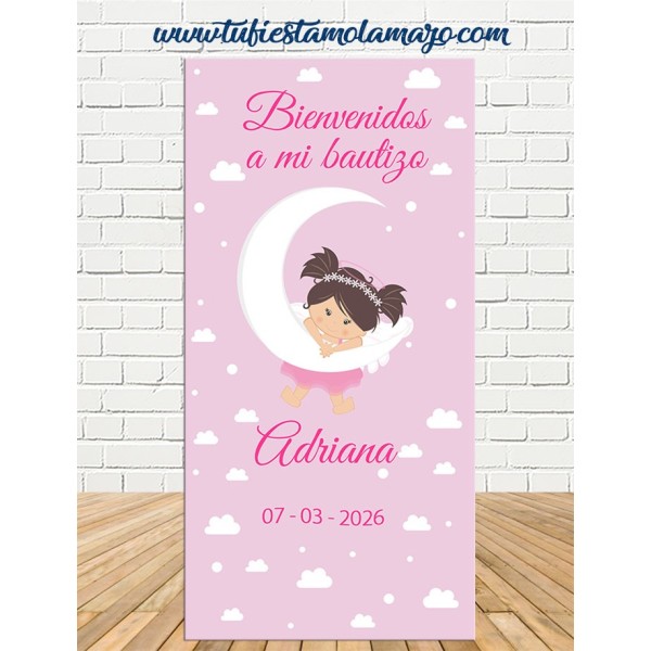 Cartel Bienvenida Bautizo Ángel niña