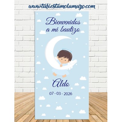 Cartel Bienvenida Bautizo Ángel niño