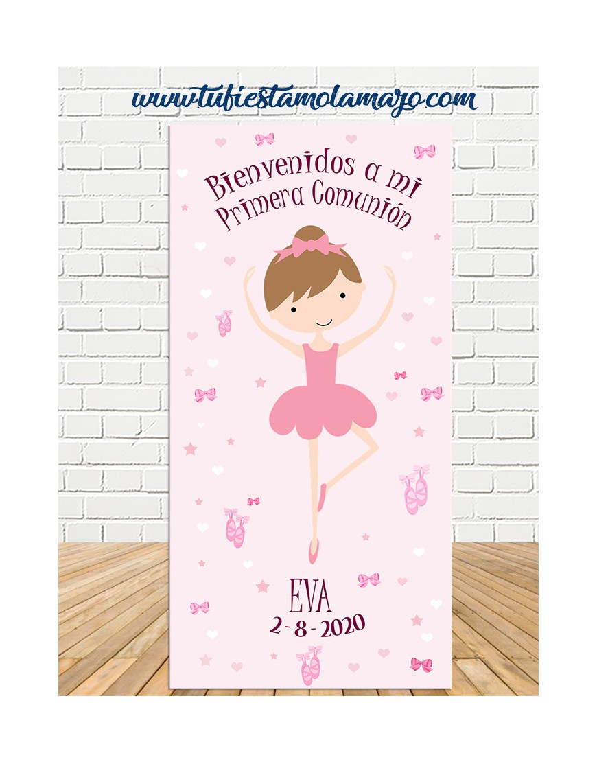 Cartel de Bienvenida Comunión Madera rosa - Doys Photocall