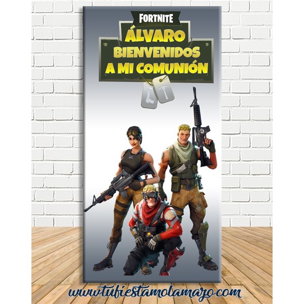 Cartel Comunión Personajes Fortnite