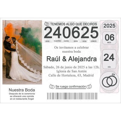 Invitaciones Lotería de boda