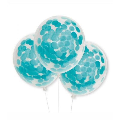 Globos DECO Látex 28cm Transparentes con Confeti Real Azul