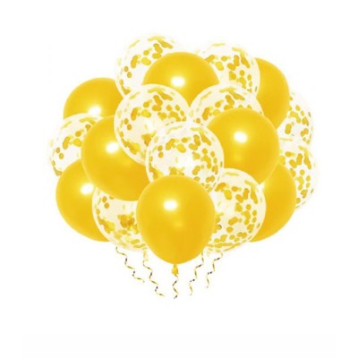 Globos Látex 30cm Oro y Transparentes con Confetti Oro