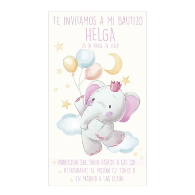 Invitación Digital de Bautizo Elefanta