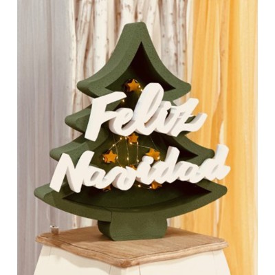 Caja Luz Árbol Feliz Navidad