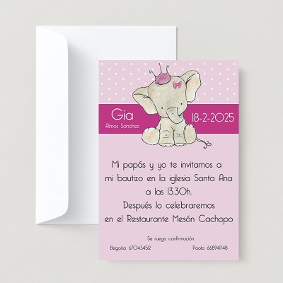 Invitaciones bautizo conejo niña