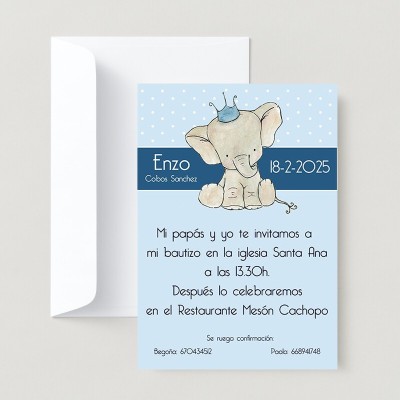 Invitaciones de bautizo de elefante