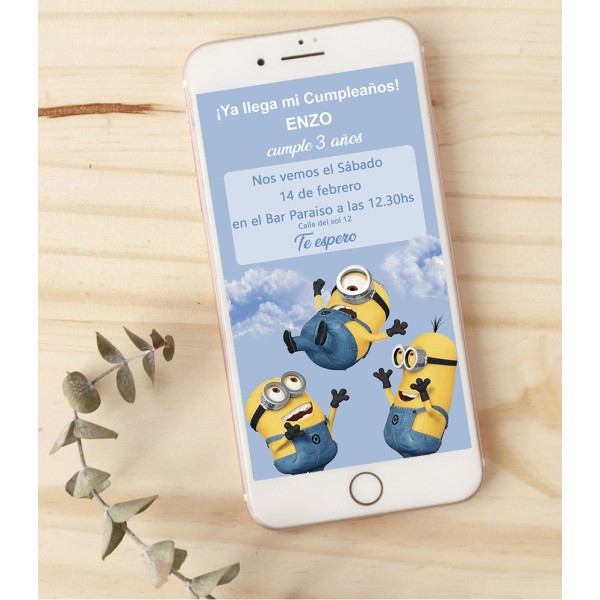 Invitación Digital de Cumpleaños de Minions