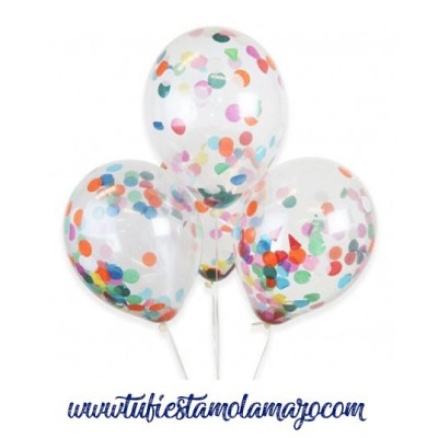 Globos  Látex Transparentes con Confeti Real