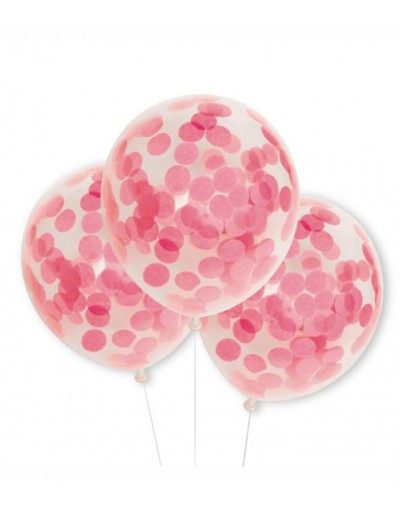 globos con confeti redondo rosa