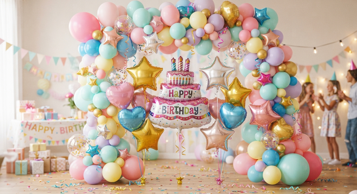 Globos de látex y foil para cumpleaños