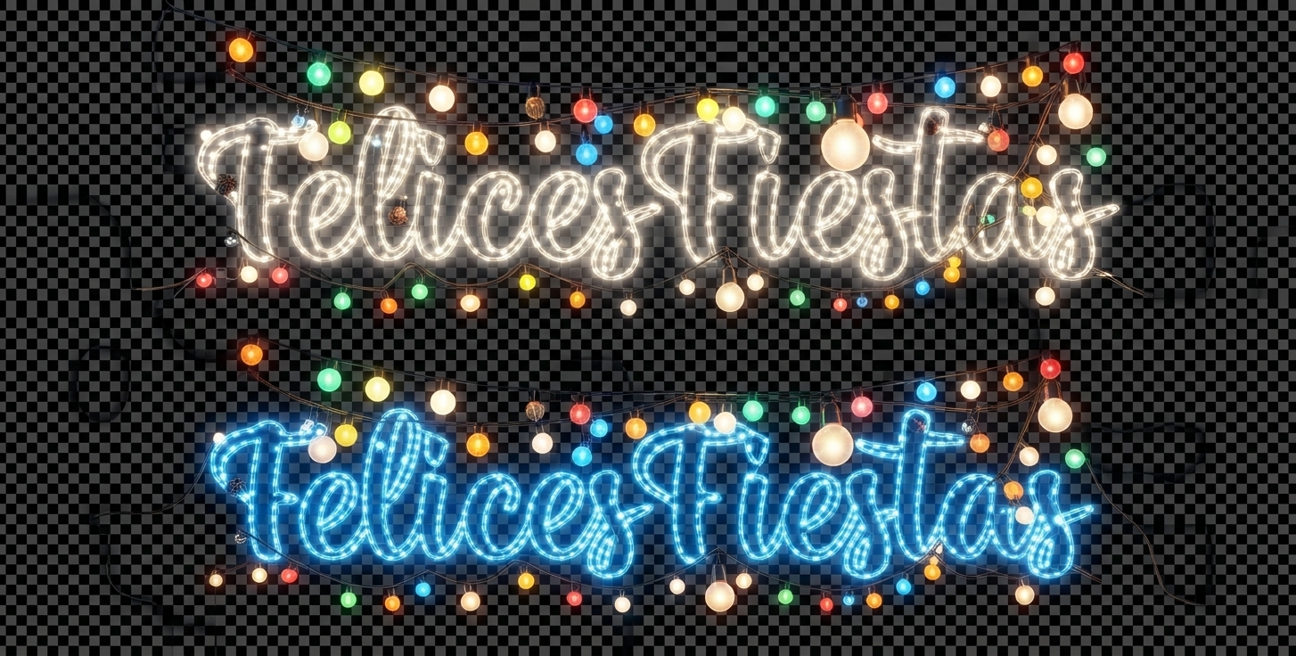 Luces de Navidad Felices Fiestas blancas